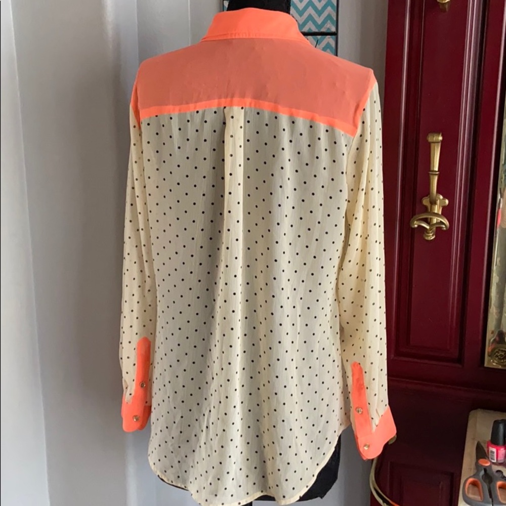 Democracy long sleeve polka dot blouse size large - Picture 9 of 15